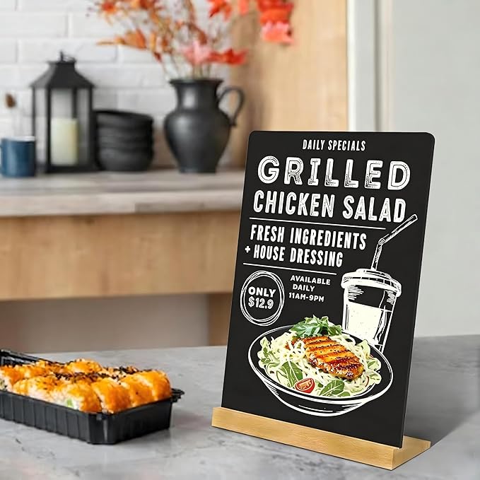 8.6x11.7 in Small Chalkboard Signs with Stand for Tabletop Decor Double Sided Mini Chalkboard for Restaurant Food Menu, Message Board, Wedding Party (1 Pack)