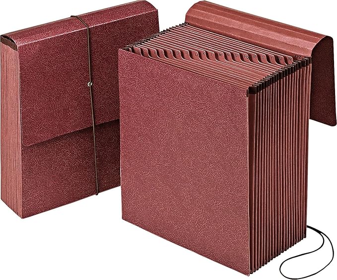 Pendaflex Vertical Reinforced Alpha A-Z/21 Pocket Expanding File, Letter Size, 1 Each (14000), Red Fiber