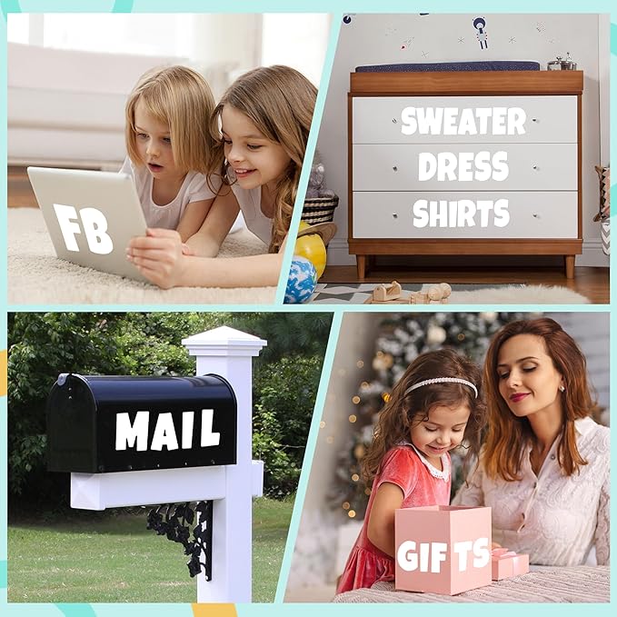 390 PCS Bulletin Board 40 Sheets Letters Large Letter Stickers Vinyl Waterproof Self-Adhesive Alphabet Sticker Letters for Poster Board Display Classroom School Mailbox Home Decor (4 Inch, White)