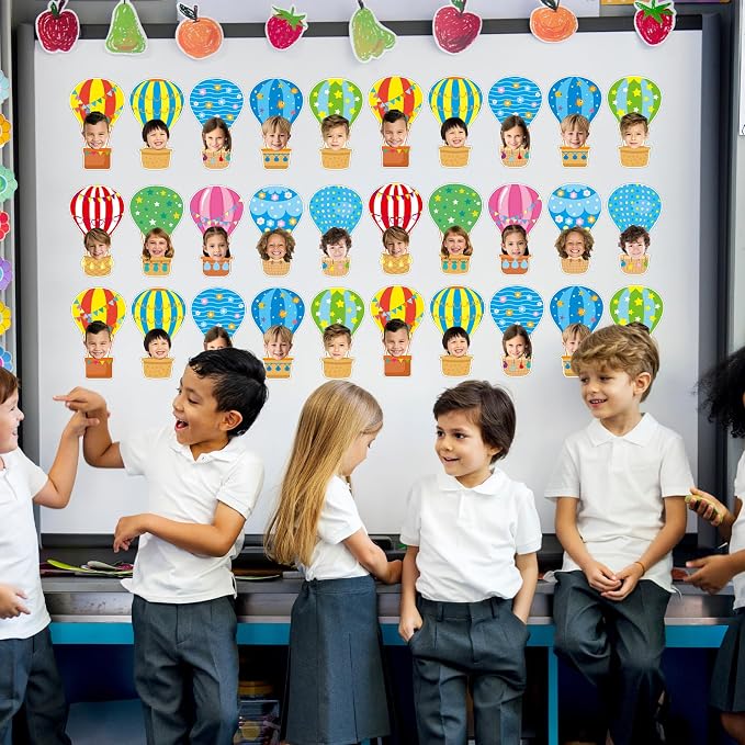 80Pcs Colorful Hot Air Balloons Cutouts Back to School Bulletin Board Hot Air Balloons Accents Paper Cut-Outs Classroom Decor for Kids DIY Craft Photo Wall Kindergarten Preschool Party Favor Supply