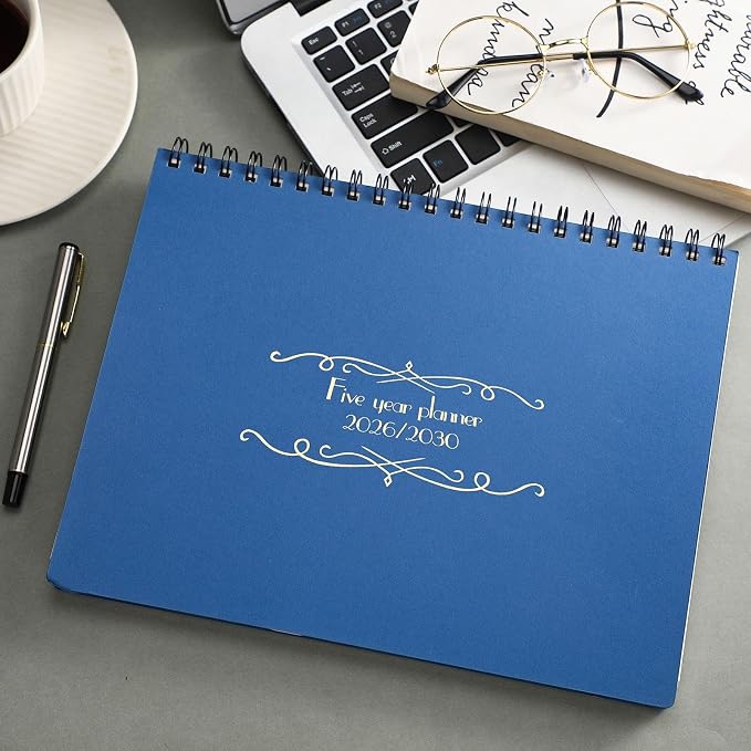 Zhanmai 5 Year Planner Calendar with Tabs 2026 to 2030 11 x 8.5 Inches 5 Year Calendar Monthly Schedule Organizer Spiral Bound, Dark Blue