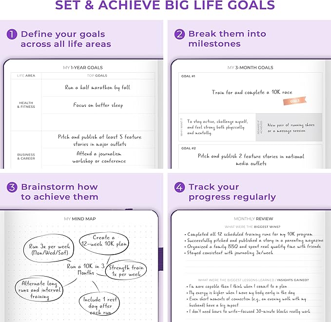 Clever Fox Planner Schedule – Undated Weekly & Monthly Life Planner with Time Slots, Appointment Book & Daily Organizer, A5 (Purple)