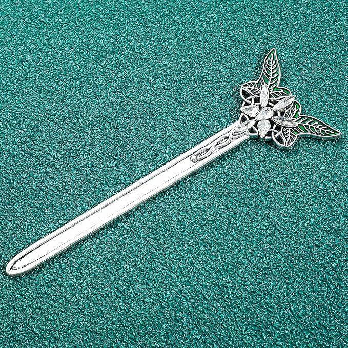 Fantasy Metal Bookmarks with Elvish Leaf, Sword Charm & Evenstar Engraving, Epic Quotes Carved Jewelry for Book Lovers, Dark Academia Gifts for Readers (Silver 1943)