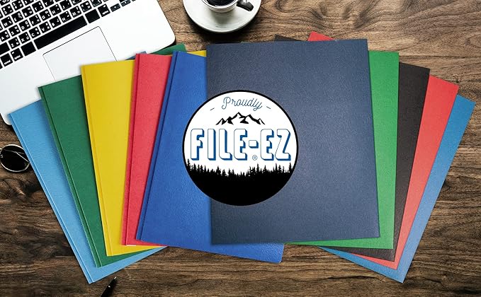 FILE-EZ Two-Pocket Folders, Black, 125-Pack, Textured Paper, Letter Size (EZ-32405)