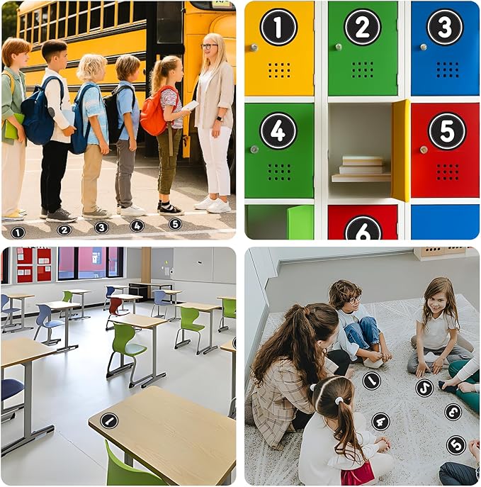 36PCS Number Spot Markers Stickers – 36PCS Number Stickers Classroom Decoration, Repositionable Vinyl Floor Numbers, Line Up Spots for Classroom Floor, Preschool, Daycare, PE, Activities (Black)