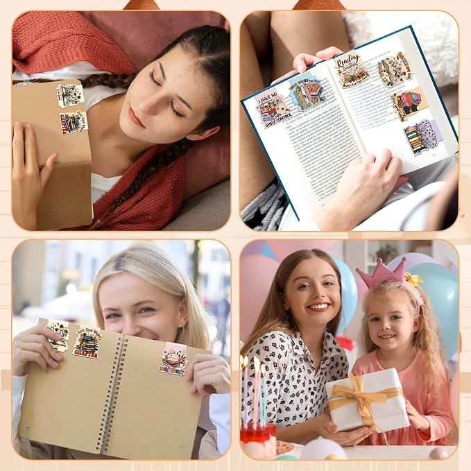 Wxiben Book Lover Magnetic Bookmark - 9Pcs Flower Book Mark Magnets Cute Cat Floral Bookmarks Magnetic Bookish Magnets Book Markers Page Clip Gifts for Women Teen Students Teacher Reading Office