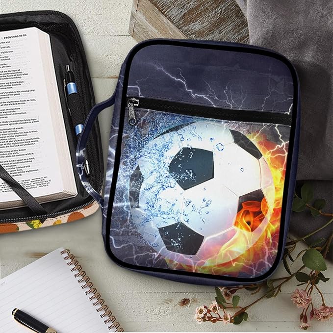 Football Bible Cover, Kids Bible Case for Bible Study, Bible Carrier with Pockets Pencil Holders