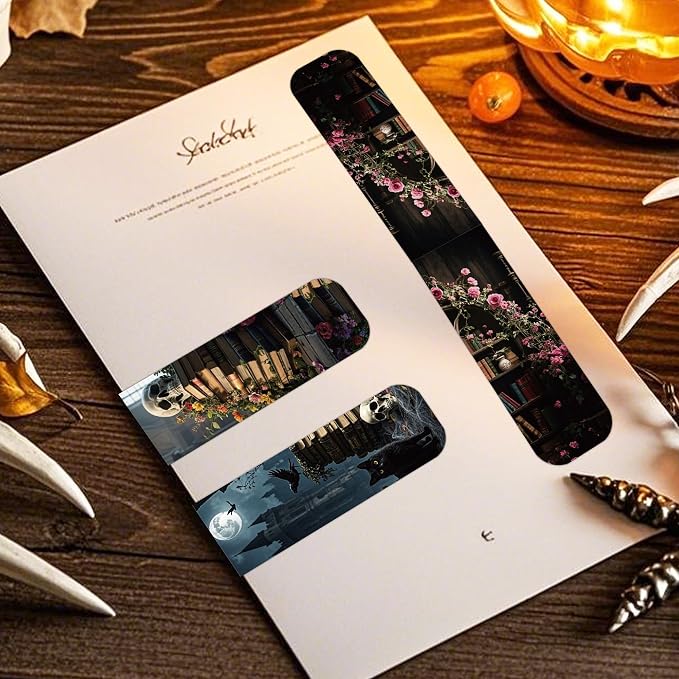 Dark Academia Magnetic Bookmarks, 30 Pcs Gothic Magnet Bookmark Clips, Witchy Novelty Book Mark for Reading Women Men, Dark Romance Merch Gifts Office School Supplies