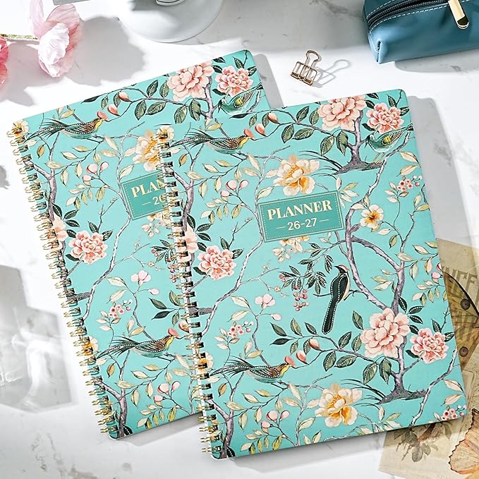 Planner 2026-2027 / 9'' x 11'' Academic Planner 2026-2027, July 2026 - June 2027 Academic Calendar with Weekly and Monthly Planning Page, Planners 26-27 with Tabs, Premium Thick Paper, Strong Gold Twin-wire Binding, Back Pocket - Floral
