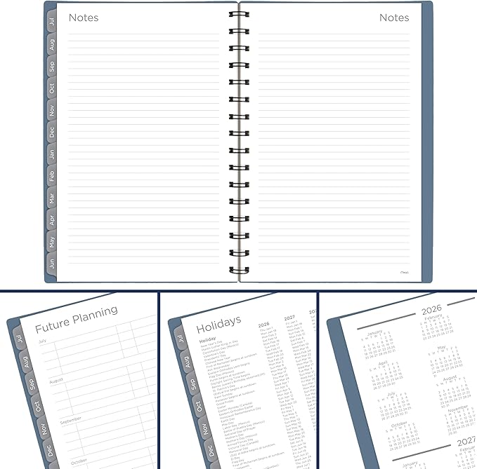 Mead Planner 2026-2027 Weekly & Monthly Academic 15-Month April-June, 5.5" x 8.5", Composure Blue (CAW42020)