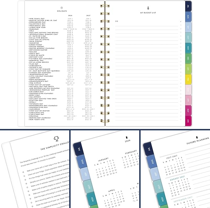 AT-A-GLANCE Planner 2026-2027 Weekly & Monthly Academic 12-Month July-June, 5-1/2" x 8-1/2", Simplified by Emily Ley, Happy Stripe (EL49-200A)