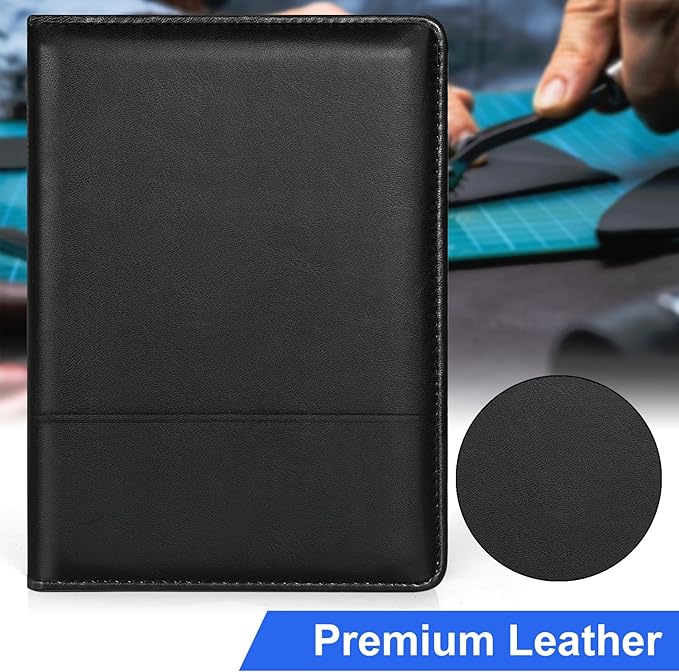 Classic Padfolio/Junior Portfolio Folder Case, Business A5 Binder Organizer Notepad for Men Women, 5 x 8 Writing Pad Included,Black.