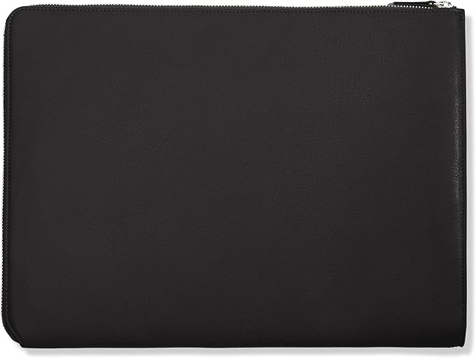 Leatherology Black Onyx Gusseted Document and Laptop Holder – Full Grain Leather Case for 13" & 15" Laptops with Expanding Pocket, Pen Slot & Microsuede Lining