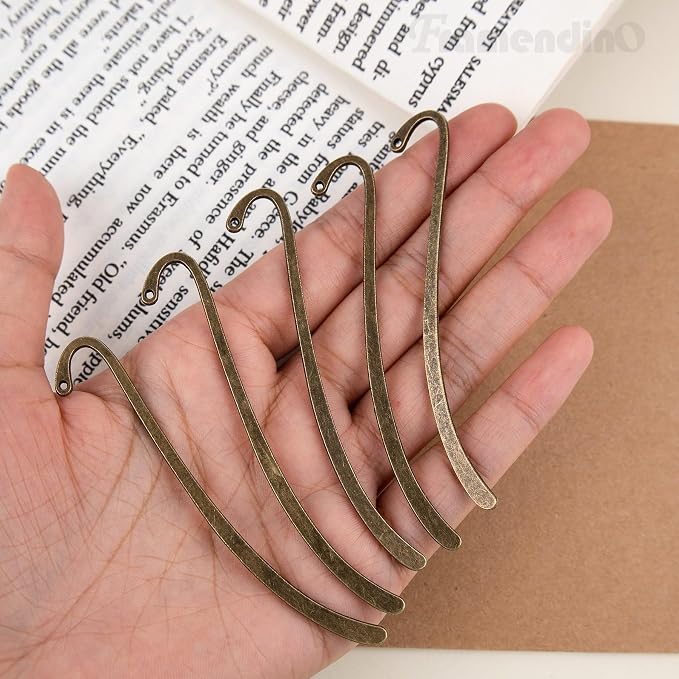 Framendino, 10 Pack Metal Bookmarks Craft Alloy Charms Vintage Bookmark Pendant Charm Jewelry Making Supplies Bronze