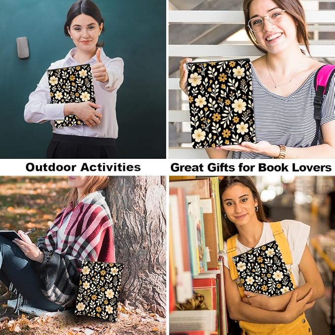 Book Sleeve Book Lovers Gifts Waterproof Books Pouch Protector Cover Reading Accessories Gifts for Women Girls Bookworm Sister Reader Librarian Birthday Anniversary Christmas, Aesthetic Floral