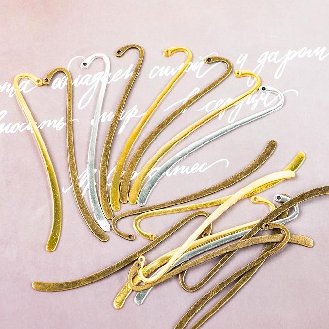 70 Pcs Metal Bookmark Hairpin Hook Antique Vintage Retro Bookmarks with Hook for Adults for Making DIY Jewelry Bookmark Pendant Decorations