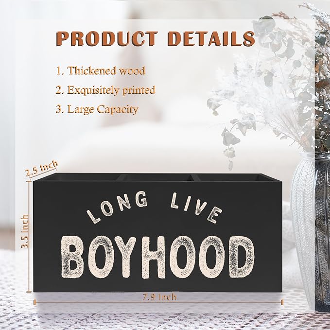 Long Live Boyhood Pen Pencil Crayon Holder for Boys, Kids Toothbrush Holder, Boys Room Decor, Back to School Gifts Essentials for Kids
