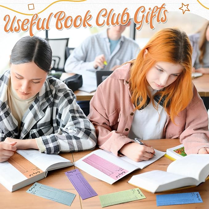 100 Pcs Reading List Bookmark 3 x 8 Inch Reading Log Bookmark Personal Personal Library Cards for Book Lover Gifts Enthusiast Reader Student Teacher Book Accessories(Bright Color)