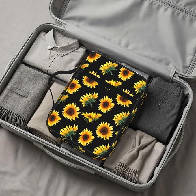 Sunflower Flower Floral Black Bible Cover Case Carrying Book Protector Case Bible Study Supplies Accessories Holder Case Christian Gift for Women Men