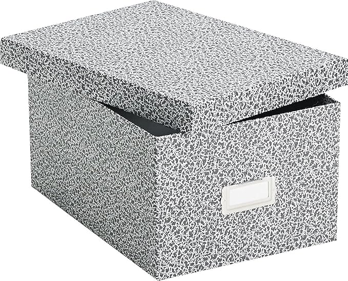 Oxford 40590 Reinforced Board Card File, Lift-Off Cover, Holds 1,200 5 x 8 Cards, Black/White