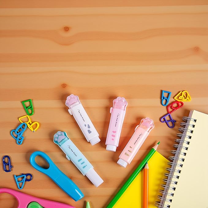 1Pc Student Rubber Rubbing Eraser Retractable,School Supplies and Reward Push-Pull Cat Paw Cute Eraser School Pencil Eraser Pencil Eraser,Standard Pencil Erasers,Erasers Random Color