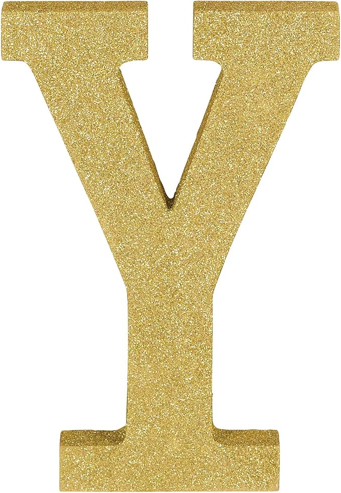 Stunning Gold Glitter MDF Letter "Y" - 8.86" x 7.25" (1 Pc.) - Premium Quality & Durable Material - Unique & Ready-to-Use Party Decor - Perfect for Parties & Events