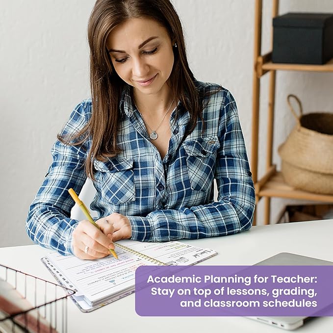 Planner 2026–2027, Academic Year Monthly & Weekly Calendar Book, Jul 2026–Jun 2027, Hardcover Organizer with Tabs, Student & Teacher Planner, 6.3" x 8.5", Purple Blocks