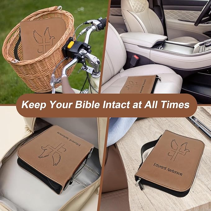 Personalized Bible Cover Custom Leather Bible Case with Handle Bible Study Accessories Supplies Christian Gifts