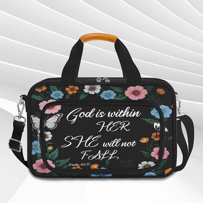 Butterfly Floral Bible Cover Case for Women,Large Boho Church Bag,Bible Bags for Women Organizer,Bible Study Supplies Journaling Kit Book Carrying Case with Bible Highlighters Shoulder Strap