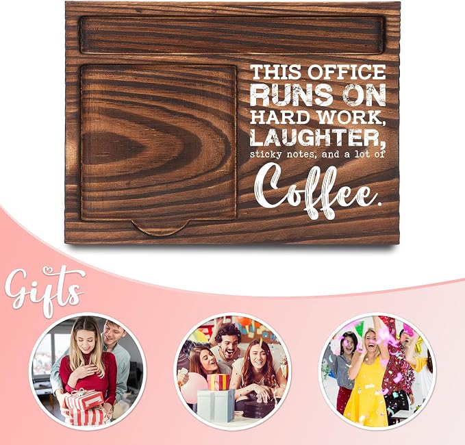 Funny Office Gifts for Coworkers, Team Gifts for Employees, Appreciation Gifts for Coworker, Sticky Note Holder, Post-it Note Dispenser for Desk, Wooden Post-it Note & Pen Holder 6.5" x 4.7" - FTA122