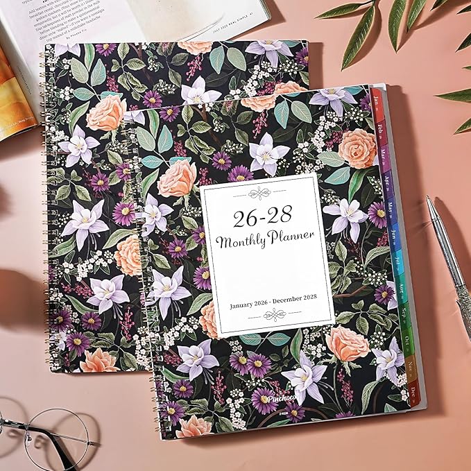 2026-2028 Monthly Planner/Calendar - 3 Year Monthly Planner 2026-2028, January 2026 - December 2028, 9" x 11", 3 Year Calendar 2026-2027-2028 with Colorful Tabs, Notes Pages, Inner Pocket