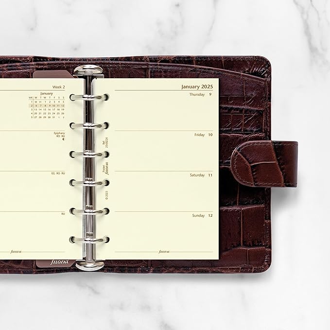 Filofax Calendar Diary Refill, Pocket Size, Week-to-View, Cotton Cream Paper, Unruled, English, 2025 (C68224-25)