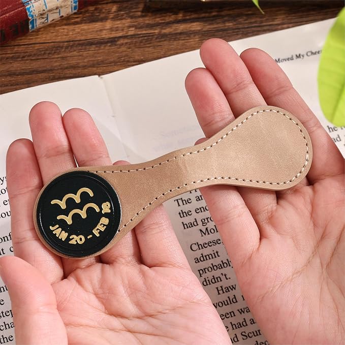 3 PCS Leather Magnetic Bookmark Clips, Zodiac PU Leather Bookmarks for Book Lovers, Full Set of Book Clip Accessories, Wind Direction Constellation
