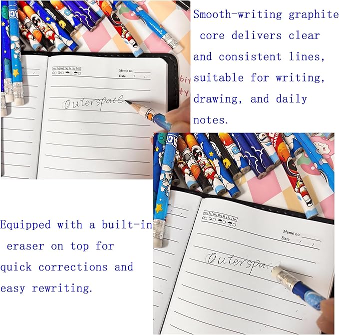 72PCS Wooden cased Pencils for Kids with Erasers, Wood Pencils for School,Drawing,Gift (72PCS) (Outerspace, 72)
