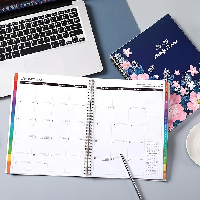 2026-2029 Monthly Planner - July 2026 - June 2029, 3 Year Months Planner, 9" x 11", Notes Pages, 36 Colorful Monthly Tabs, Back Pocket