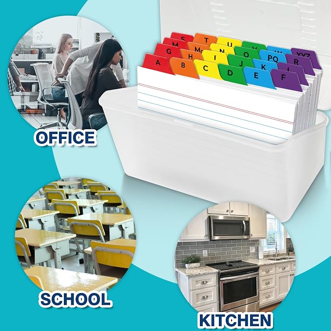 Chell 3x5 Index Card Dividers, Heavyweight A-Z Tabbed Guides, 110 lb. Cover Weight, with Blank Stickers, 1 Set