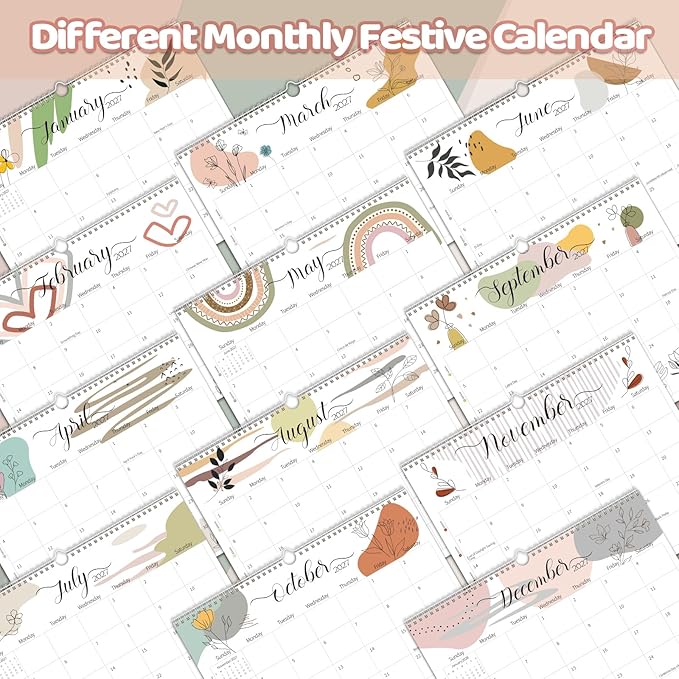 Guasslee Wall Calendar 2026-2027, 2026 Calendar Wall, 19-Month Planner Wall, 2026 Jun - 2027 Dec, 14" X 11" Monthly Calendar Spiral Bound with Thick Paper, Week Numbers for School Year Home Office