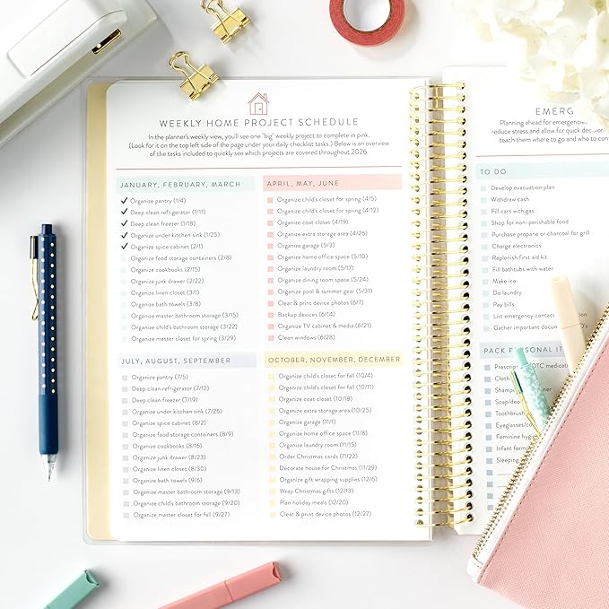 PPP Home Planner 2026 | 12-Month Weekly Calendar (Sunday Start) | Monthly Review & Seasonal Checklists | Budgeting & Savings Worksheets | Daily Bible Reading Plan | Checklists for Routines and Goals