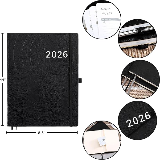 2026 Planner - Weekly & Monthly Planner 2026 with Pen Loop, to Achieve Your Goals & Improve Productivity, Jan 2026 - Dec 2026, Thick Paper, Inner Pocket, 8.5" x 11" - Black