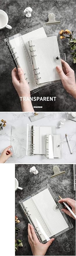 A6 A5 6-Holes Colorful PVC Cover Personal Organizer with Snap Button Closure File Folder for Loose Leaf Sheet Notebook (Rose Gold, A5 Combo)