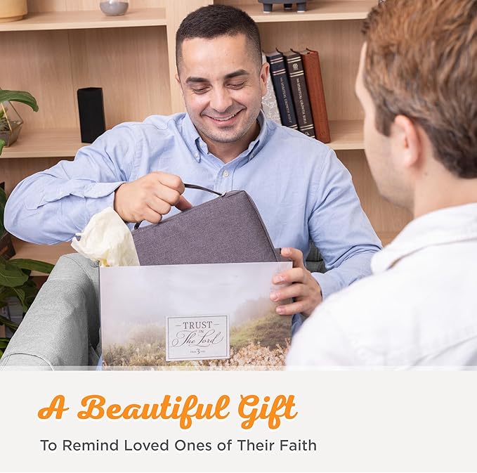Christian Art Gifts Men/Women's Bible Cover Jesus Fish, Gray Canvas, Small