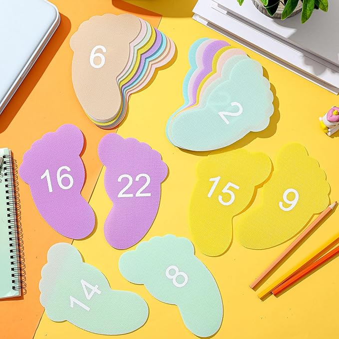 Outus 48 Pcs Carpet Feet Spots, Line up Sit Foot Spots for Classroom Floor, Carpet Markers for Teacher Supplies Classroom Rug, School Decoration(Macaron Color)