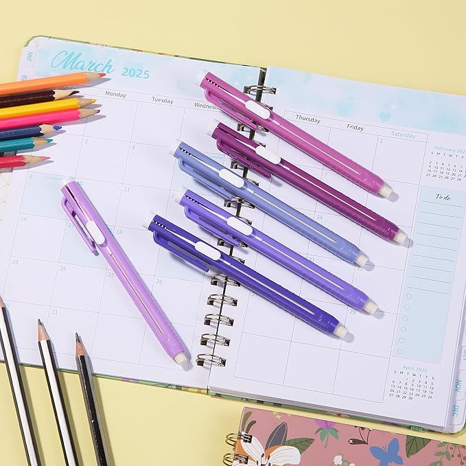 Mr. Pen- Retractable Mechanical Eraser Pens, 6 Pack, Twilight Colors, Latex-Free Precision Pencil Erasers for Artists, Students, Drawing, Sketching & Drafting