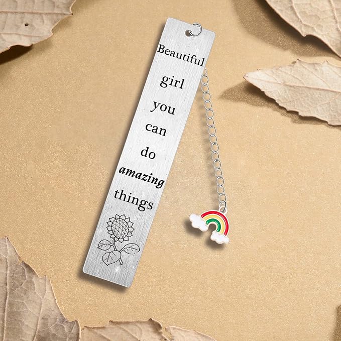 Inspirational Bookmark, Inspirational Gifts for Girl Gifts Girl Christmas Birthday Gifts for Daughter Granddaughter Sister Friend, Sunflower Bookmark, Beautiful Girl You Can Do Amazing Things