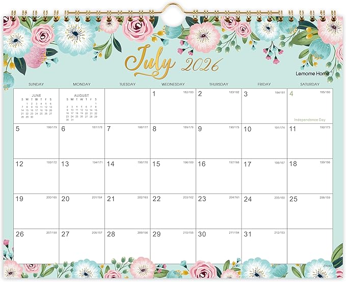 Calendar 2026-2027 - Wall Calendar 2026-2027, 11" x 8.5", JUL.2026 -DEC.2027, 18 Monthly Wall Planner Large, Hanging Hook, Wall Calendar With Twin-Wire Binding