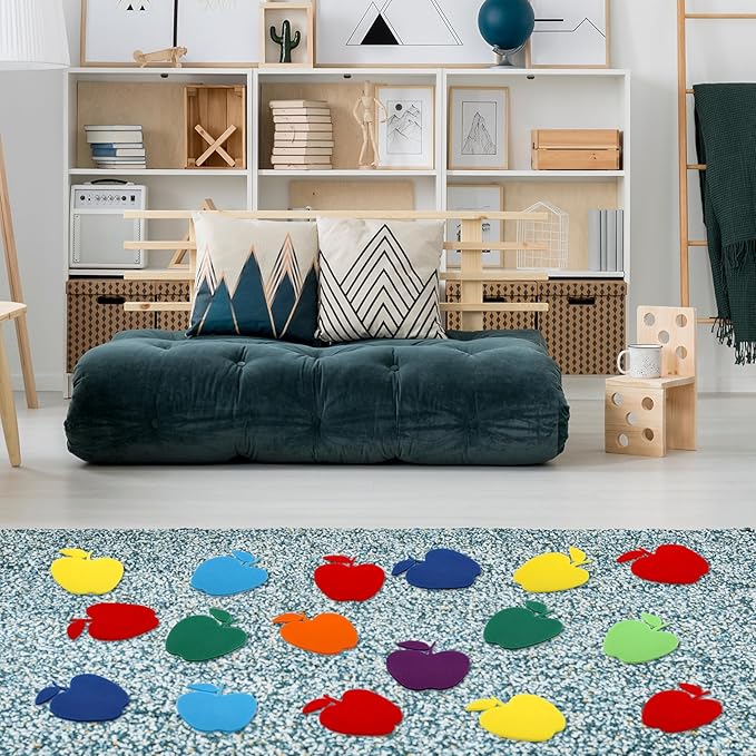 Ireer 48 Pcs 5'' Carpet Markers Spots Apple Shape Carpet Dots for Classroom 8 Colors Floor Dots for Classroom Preschool Kindergarten Daycare Teachers Students Elementary School Supplies