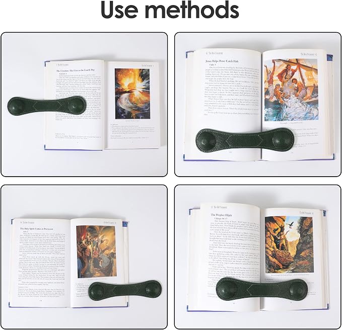KINIVA Leather Weighted Bookmarks Book Weight Page Holder for Reading,Book Open Holder for Kids Adult,Gifts for Reader (01 Green)