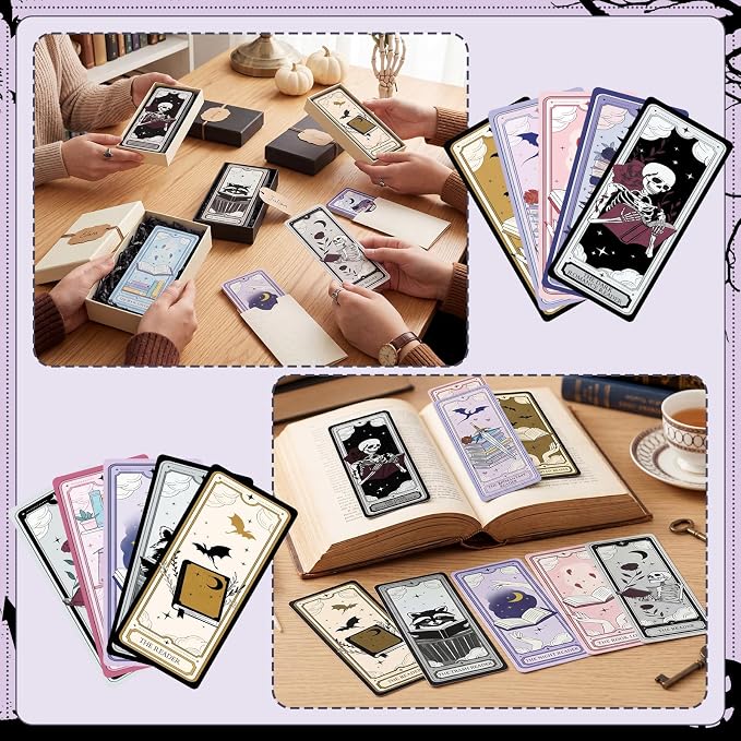 Gersoniel 200 Pcs Dark Romance Bookmarks Summer Halloween Ghothic Cute Tarot Pop Magic Ticket Designed Reading Tracker Reading Accessory Bookish Page Clip Gifts for Book Lover School Library