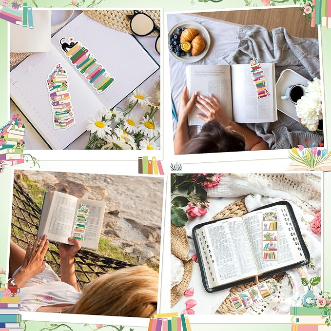 150 Pieces Book Tracker Bookmarks Bulk Bookshelf Design Double-Sided Reading Page Markers Bookmarks for Book Lovers Reading Women Students School Supplies