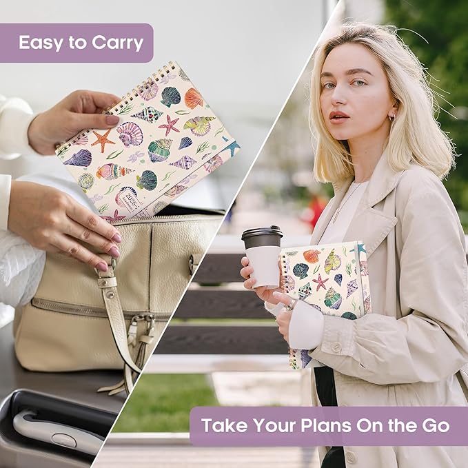 Academic Planner 2026-2027, Weekly and Monthly Calendar Book, July 2026 – June 2027, Hardcover Planner with Tabs, Perfect for Teachers, Students, Women & Men, A5 (6.4" x 8.5") - Sea Shell